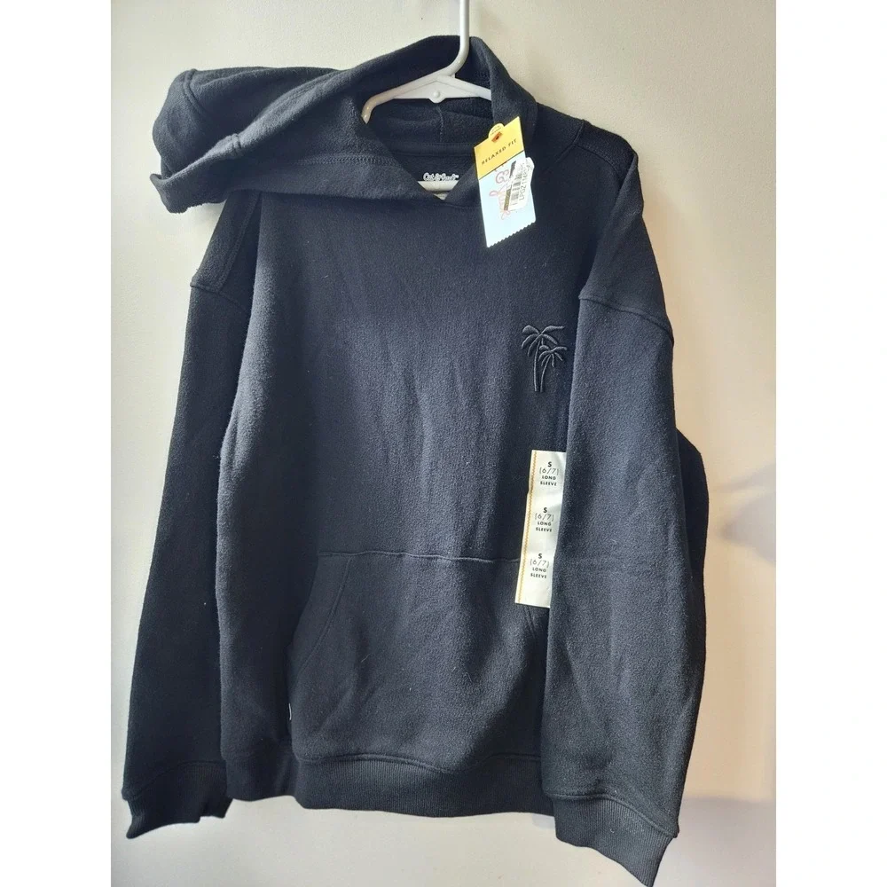 Cat & Jack Kids Black Hoodie Size S (6/7) Palm Tree‎ Embroidered Relaxed Fit